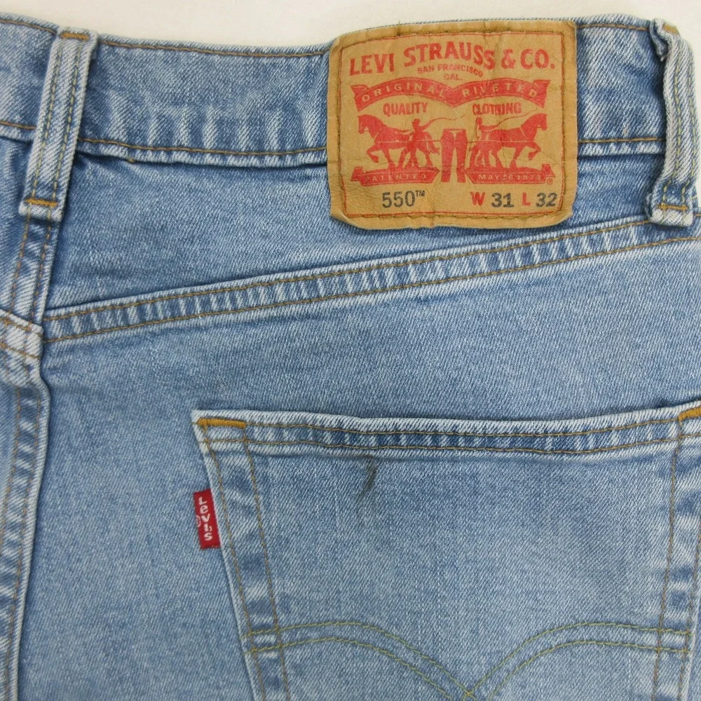 Levis Mens 550 Jeans Size 31 Blue Relaxed Fit Denim Stretch